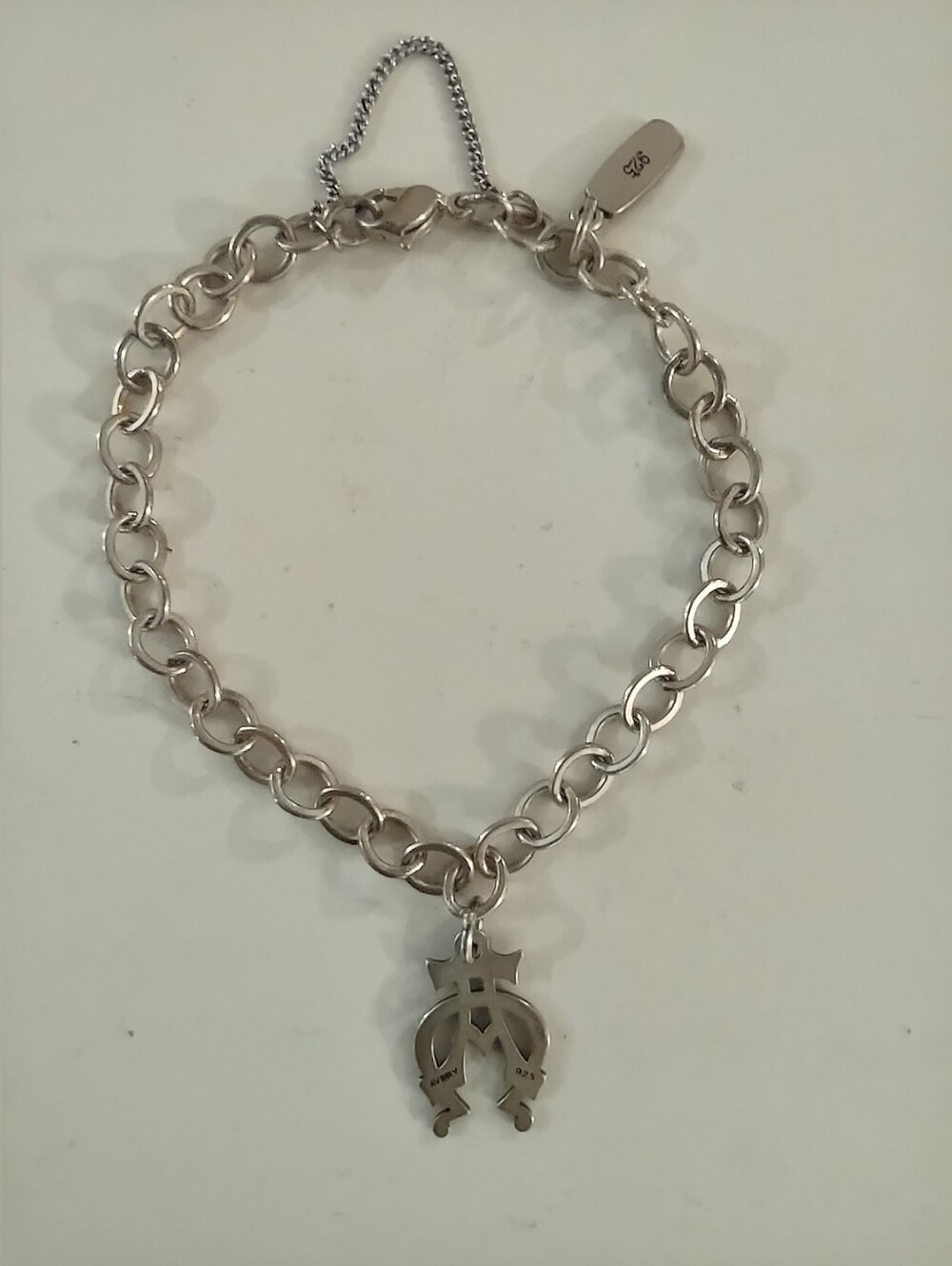 James Avery Alpha Omega Classic Heavy Oval Link Chain Charm Bracelet Sterling